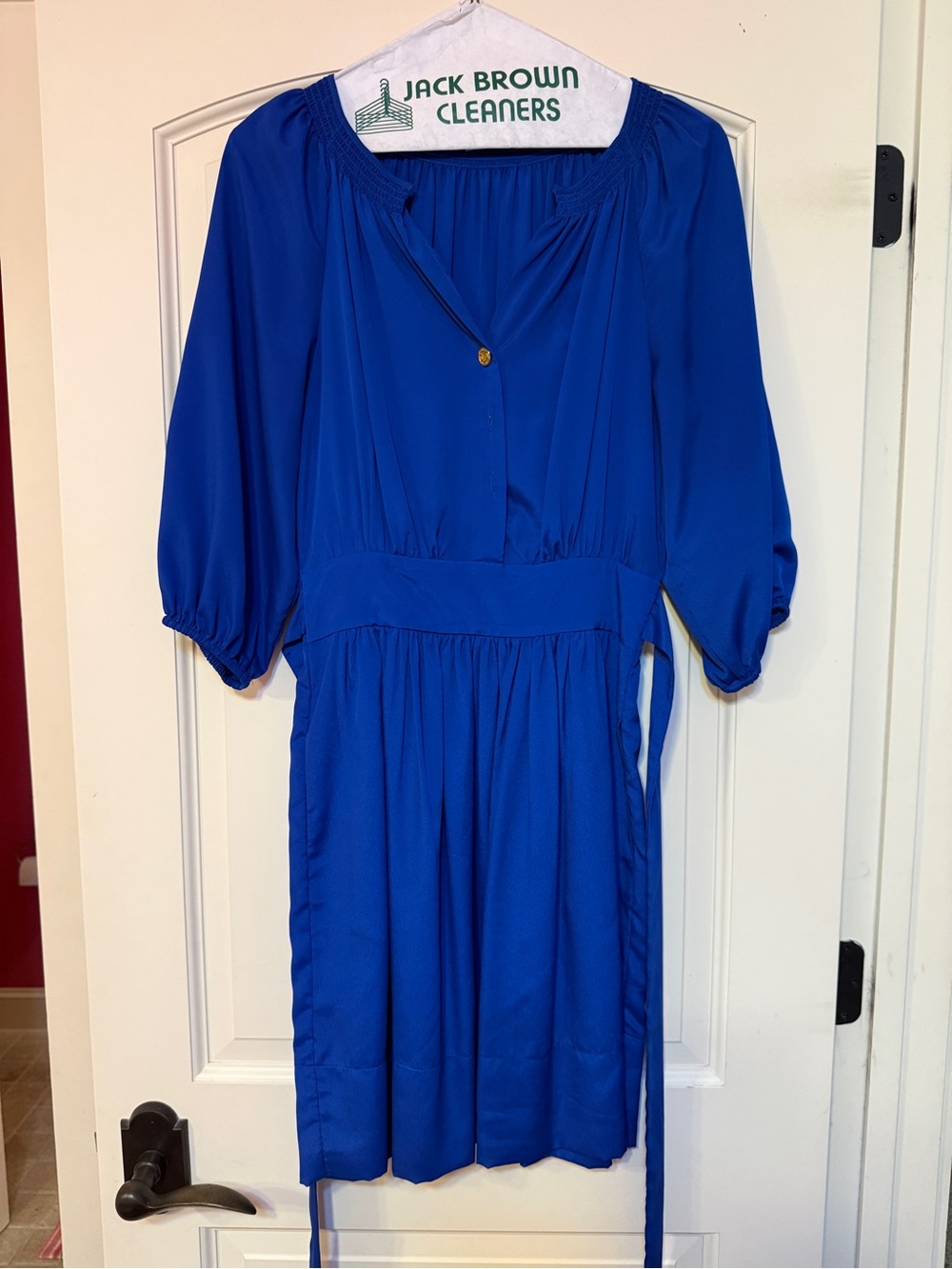 Eliza J Royal Blue Midi Dress with Cinched Waist